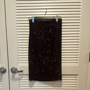 Sequined Black Pencil Skirt